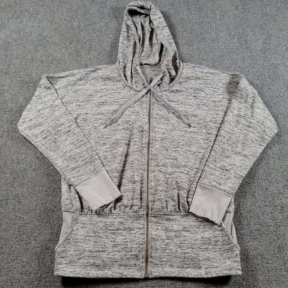 Athleta Full Zip Hoodie Women Size M Grey Space Dye Relaxed Fit 918829
